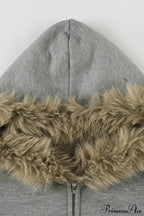 Fuzzy Solid Long Sleeve Zip-Up Hoodie image 6