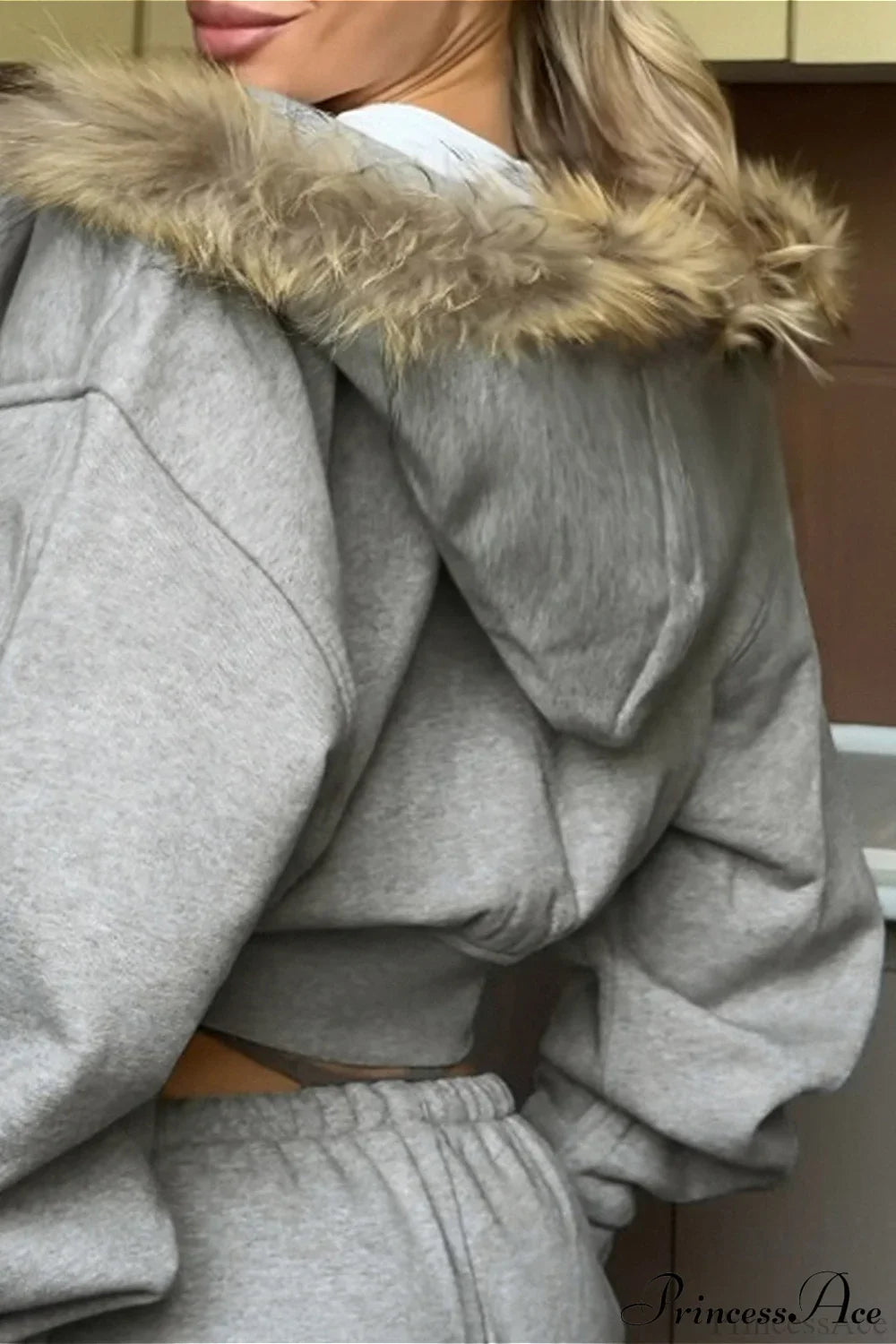 Fuzzy Solid Long Sleeve Zip-Up Hoodie image 5