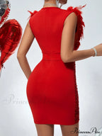 Fuzzy Trim Sequin Zip Back Bodycon Dress image 2
