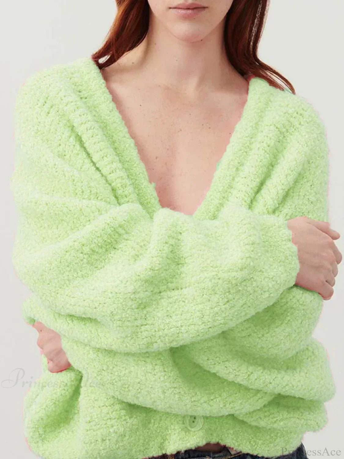 Fuzzy V-neck Button-front Cardigan image 5