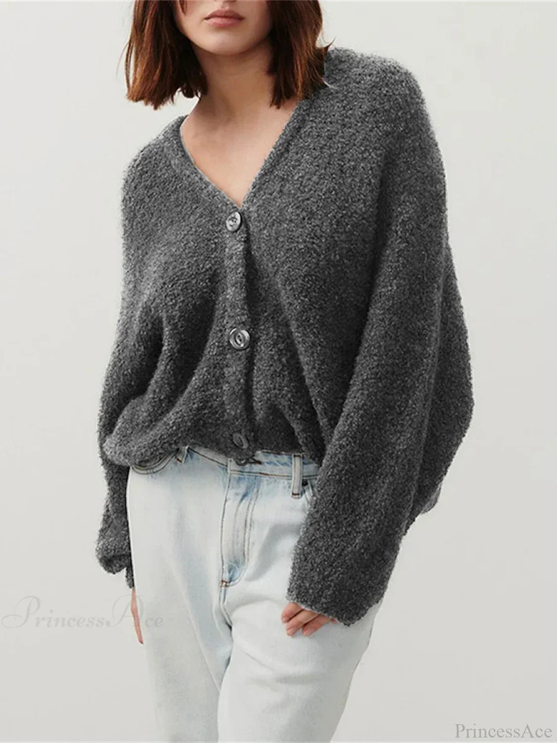 Fuzzy V-neck Button-front Cardigan image 8