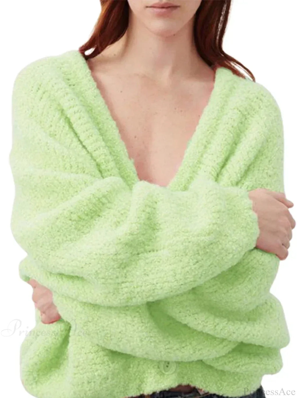 Fuzzy V-neck Button-front Cardigan image 7