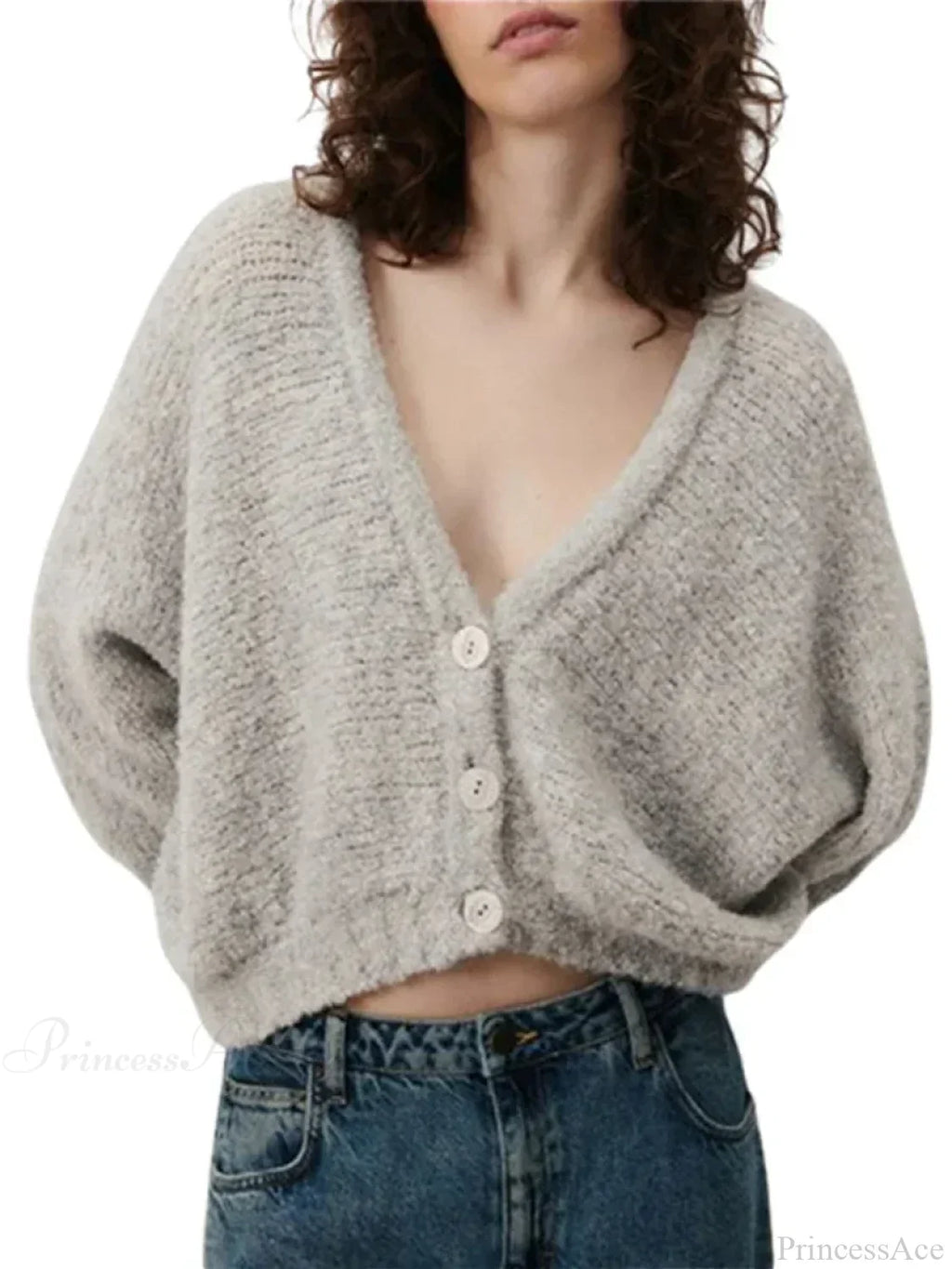 Fuzzy V-neck Button-front Cardigan image 12