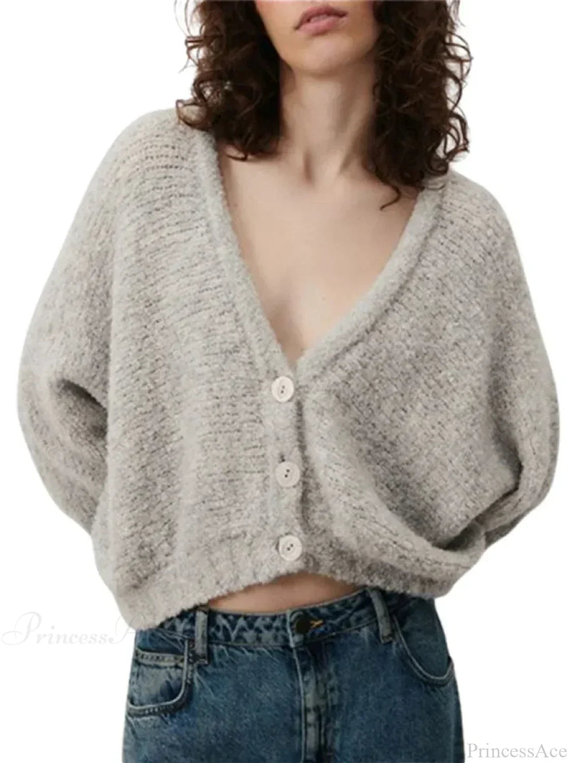 Fuzzy V-neck Button-front Cardigan image 12