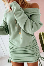 Gathering Dress with Drop Shoulder and Drawstring image 7