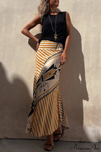 Geometric Print Elastic Charming Waist Maxi Skirt image 6