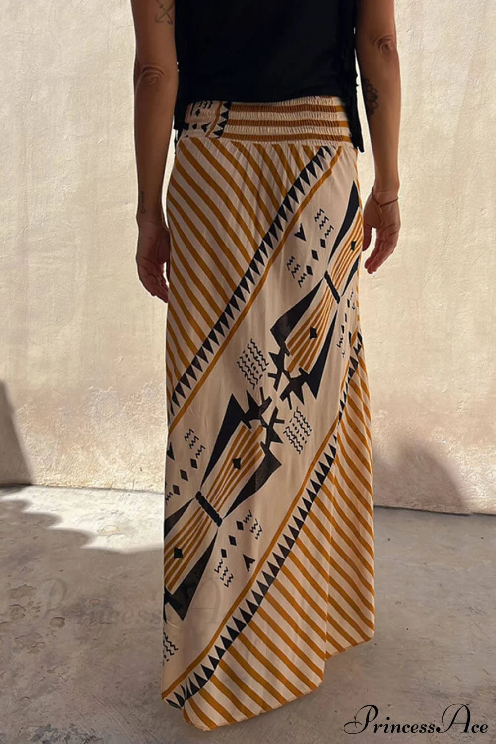 Geometric Print Elastic Charming Waist Maxi Skirt image 4