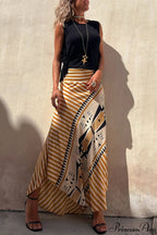 Geometric Print Elastic Charming Waist Maxi Skirt image 5