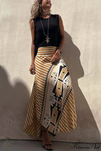 Geometric Print Elastic Charming Waist Maxi Skirt image 7