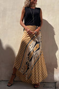 Geometric Print Elastic Charming Waist Maxi Skirt image 1