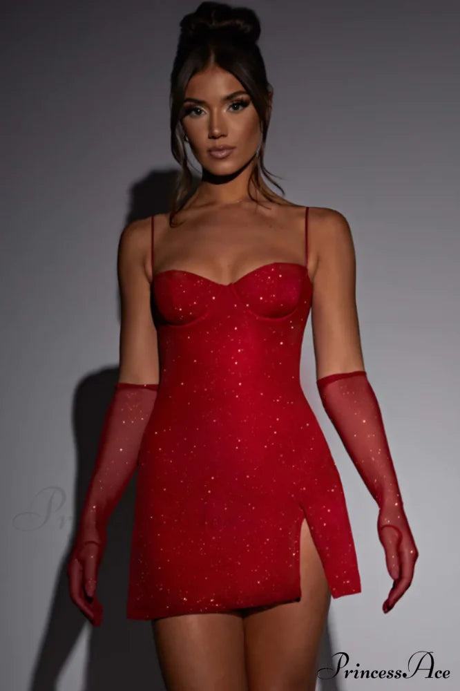 Georgia Shiny Stylish Dress With Gloves image 7
