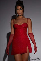 Georgia Shiny Stylish Dress With Gloves image 7