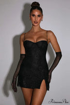 Georgia Shiny Stylish Dress With Gloves image 1