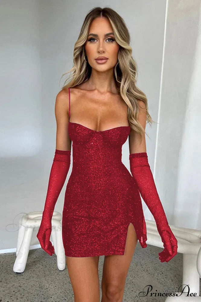 Georgia Shiny Stylish Dress With Gloves image 6