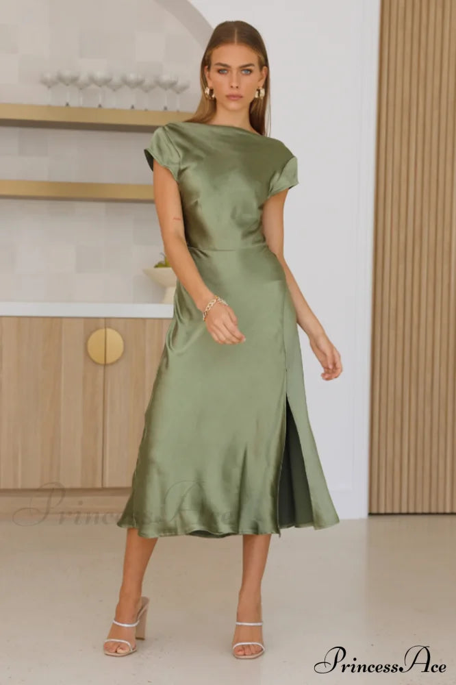 Get In Formation Charming Satin Midi Dress image 6
