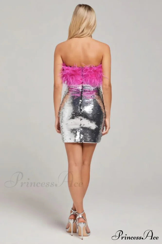 Giela Feather Stylish Sequin Mini Dress image 6