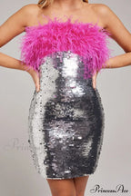 Giela Feather Stylish Sequin Mini Dress image 7