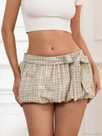 Gingham Bow Bandage Pleated Skirt image 2