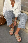 Gingham Print Elastic Waist Drawstring Lounge Pant image 2