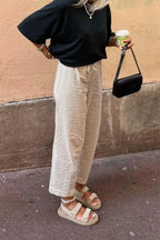 Gingham Print Elastic Waist Drawstring Lounge Pant image 4