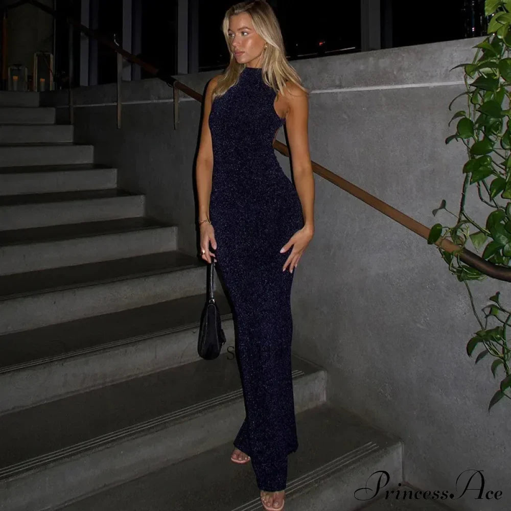 Glitter Backless Maxi Dress image 3