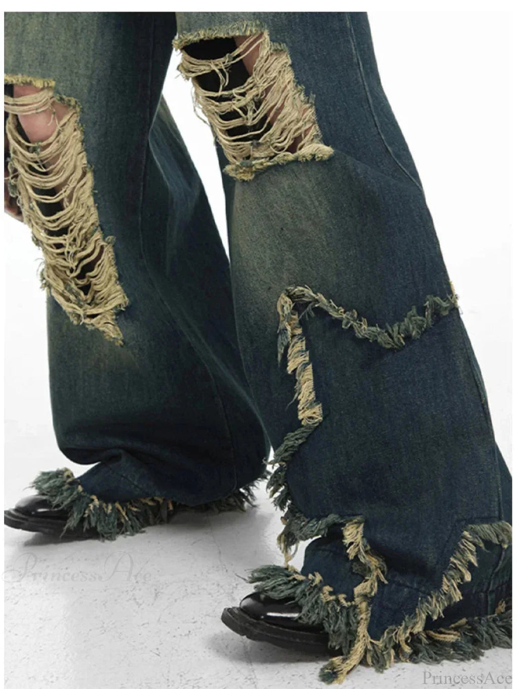 Gloomy Azure Gothic Torn Denim Trouser image 2
