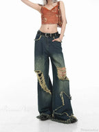 Gloomy Azure Gothic Torn Denim Trouser image 3