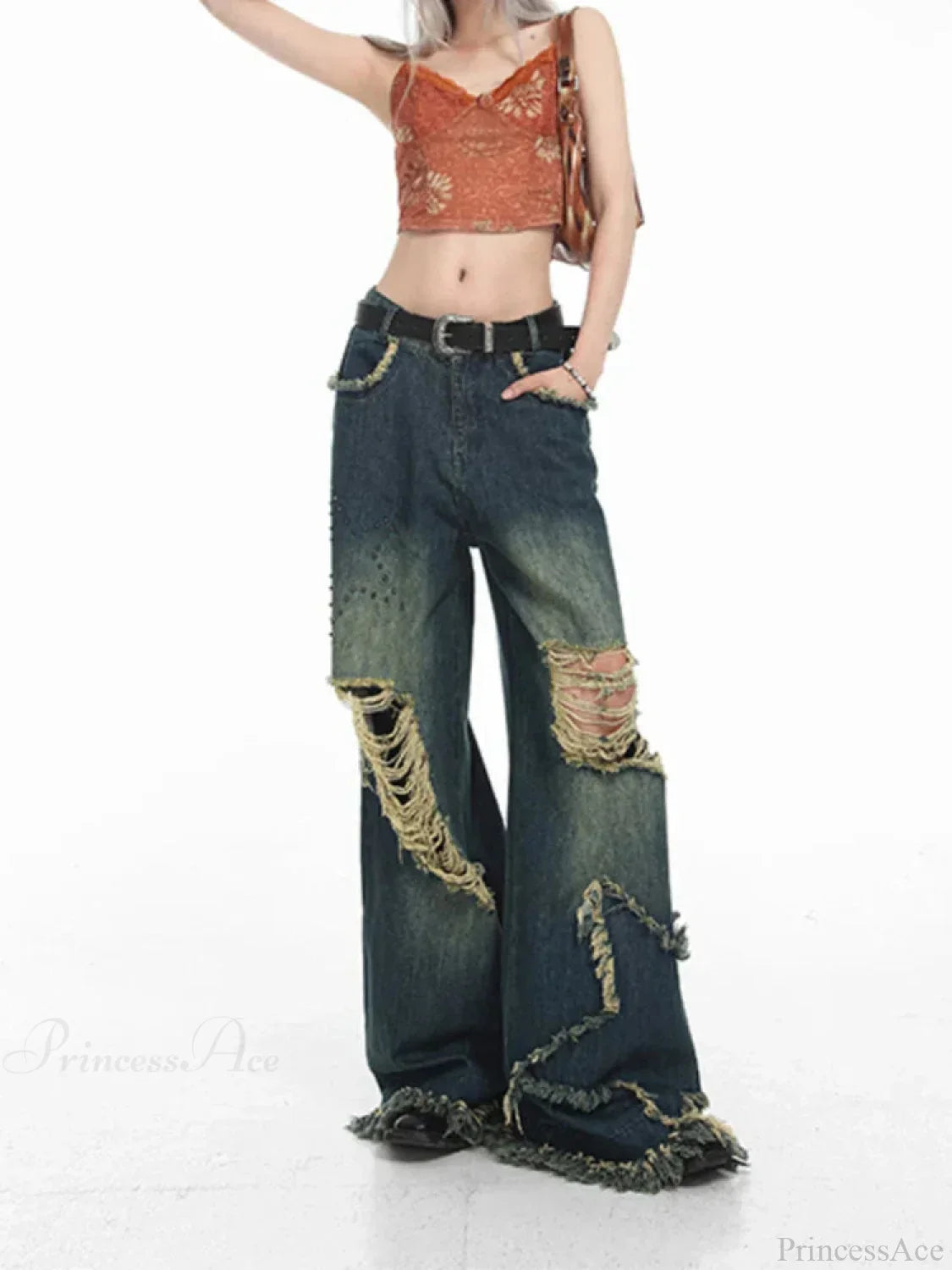 Gloomy Azure Gothic Torn Denim Trouser image 3