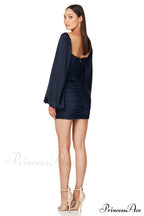 Glossy Satin Square Charming Neck Mini Dress image 12