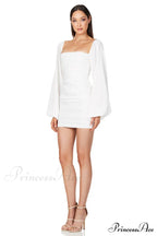 Glossy Satin Square Charming Neck Mini Dress image 4