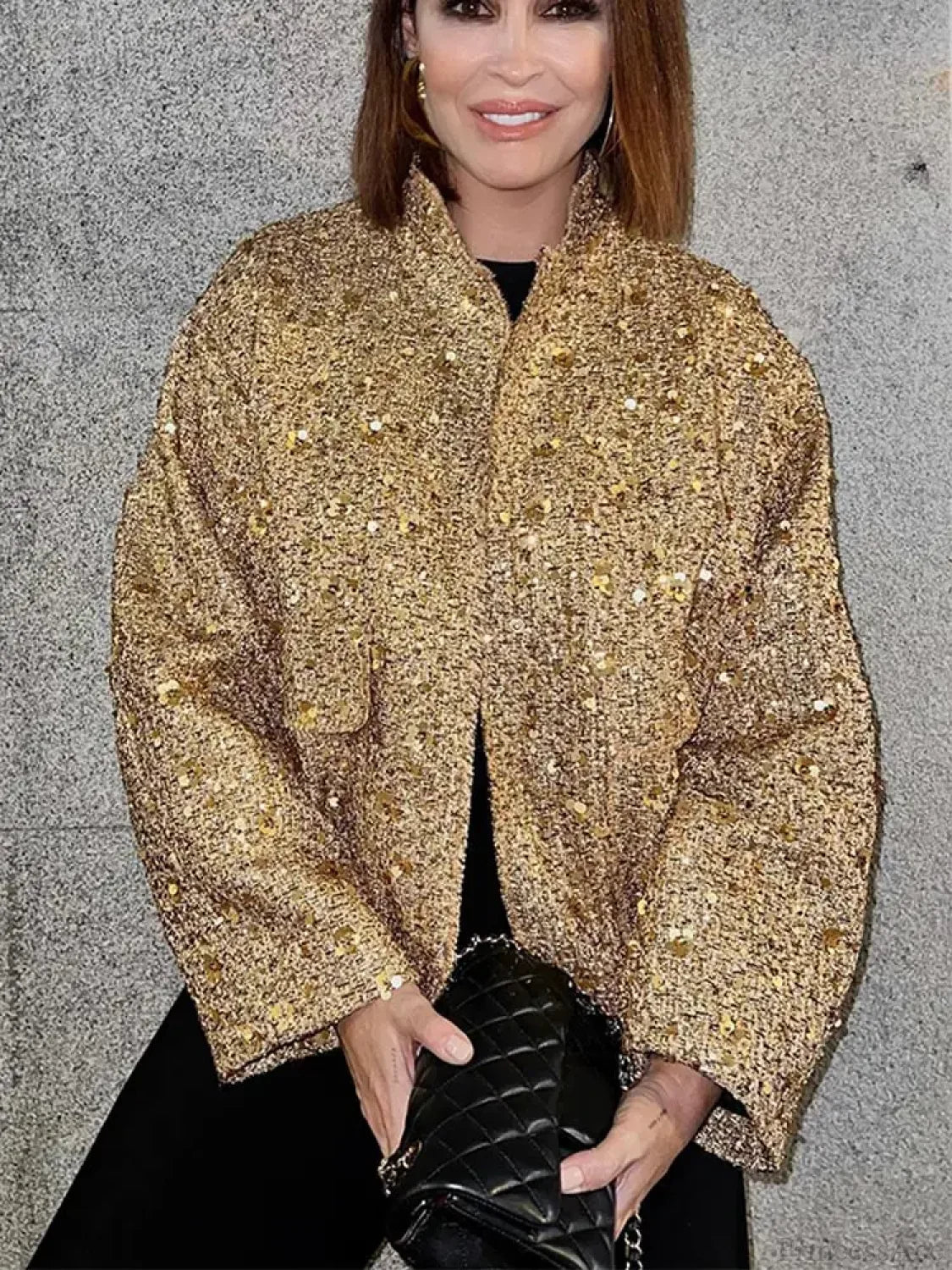 Golden Sequins Bomber Short Coat image 1