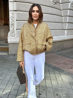 Golden Sequins Bomber Short Coat image 3