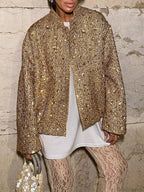 Golden Sequins Bomber Short Coat image 5