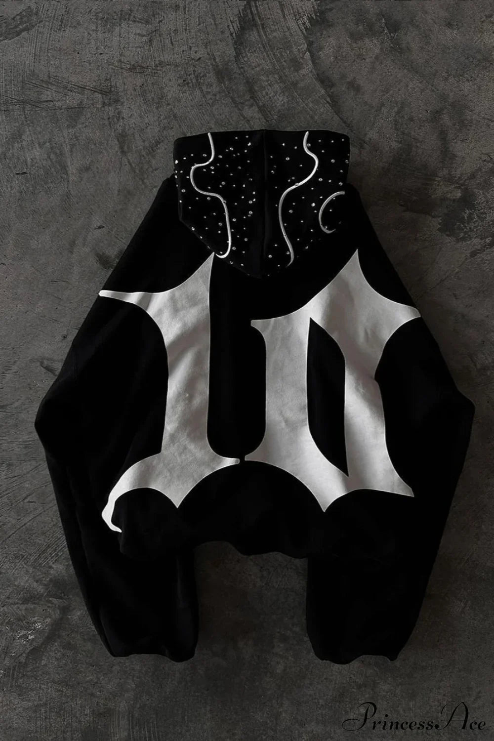 Goth Dark Letter Print Unisex Harajuku Oversized Hoodie image 2