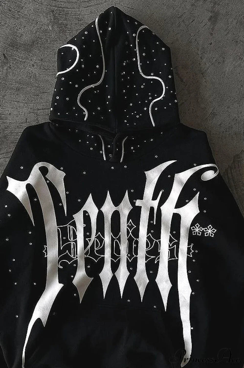 Goth Dark Letter Print Unisex Harajuku Oversized Hoodie image 3
