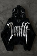 Goth Dark Letter Print Unisex Harajuku Oversized Hoodie image 1
