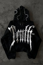 Goth Dark Letter Print Unisex Harajuku Oversized Hoodie image 1