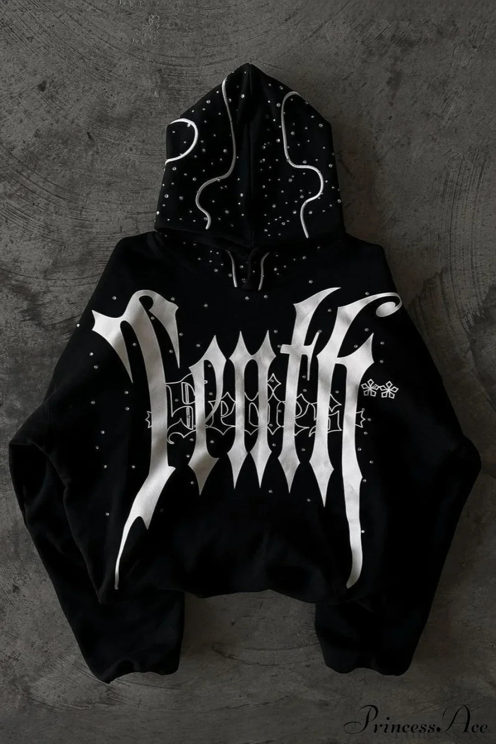 Goth Dark Letter Print Unisex Harajuku Oversized Hoodie image 1