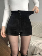 Goth High Waist Spring Autumn Fashion Tight Sexy Stretch Y2K Corduroy Casual Pants Short image 2