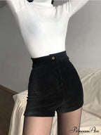 Goth High Waist Spring Autumn Fashion Tight Sexy Stretch Y2K Corduroy Casual Pants Short image 4