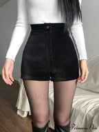 Goth High Waist Spring Autumn Fashion Tight Sexy Stretch Y2K Corduroy Casual Pants Short image 3