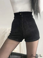 Goth High Waist Spring Autumn Fashion Tight Sexy Stretch Y2K Corduroy Casual Pants Short image 1