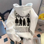 Goth Letter Graphic Loose Fleece Hoodie image 1
