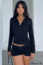 Goth Vibe Little Devil Y2K Slim Cropped Hoodie image 4