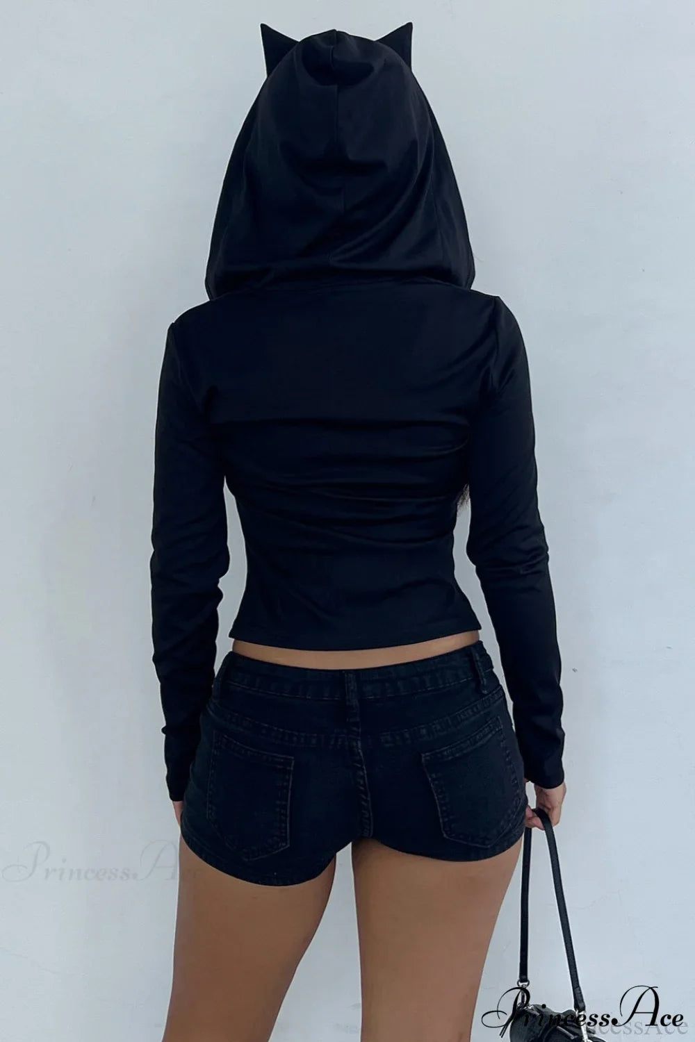Goth Vibe Little Devil Y2K Slim Cropped Hoodie image 3