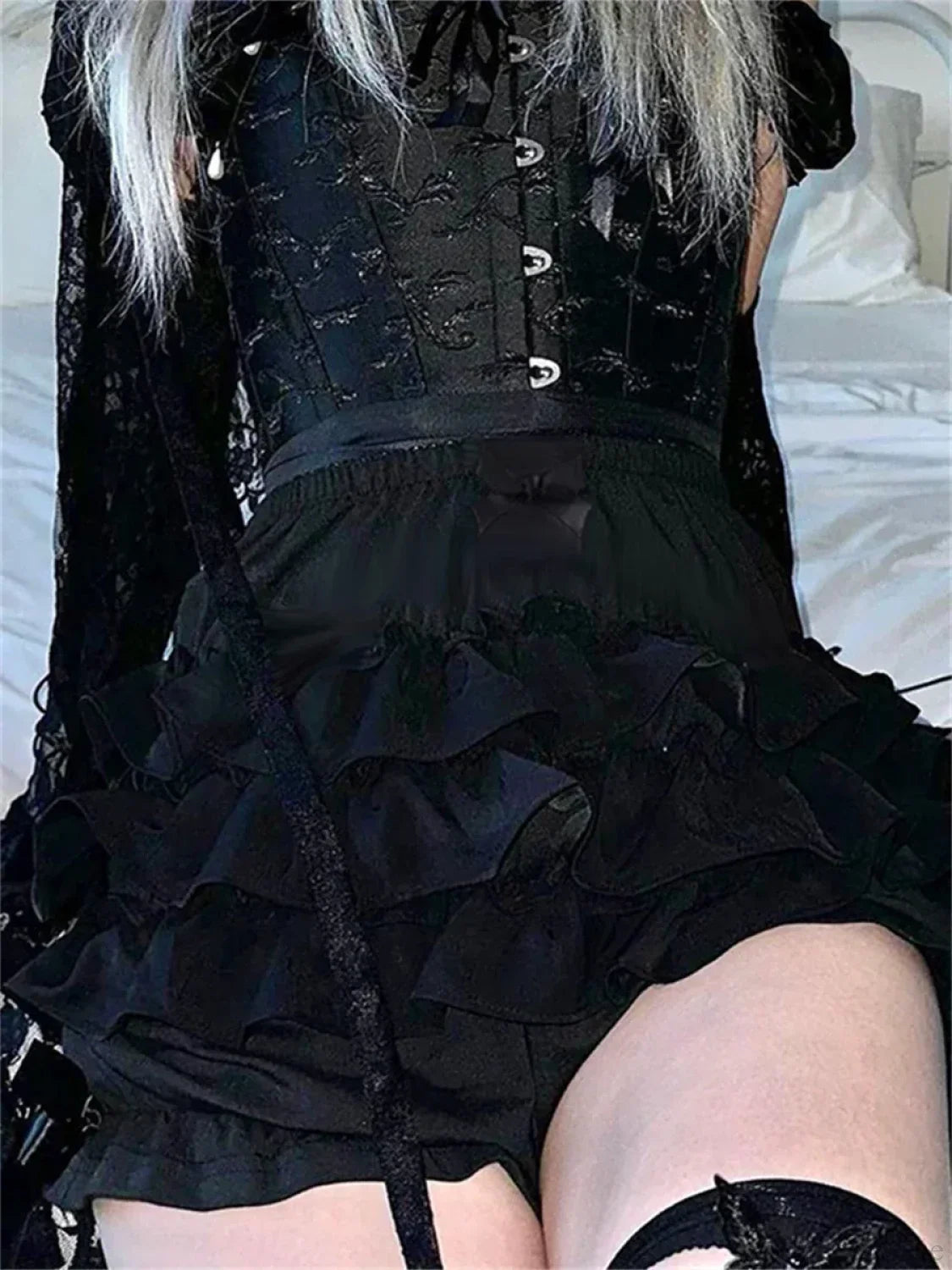 Gothic Black Layered Bloomer Short image 2