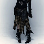 Gothic Harajuku Plaid Patchwork Skirt image 4
