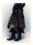Gothic Harajuku Plaid Patchwork Skirt image 2
