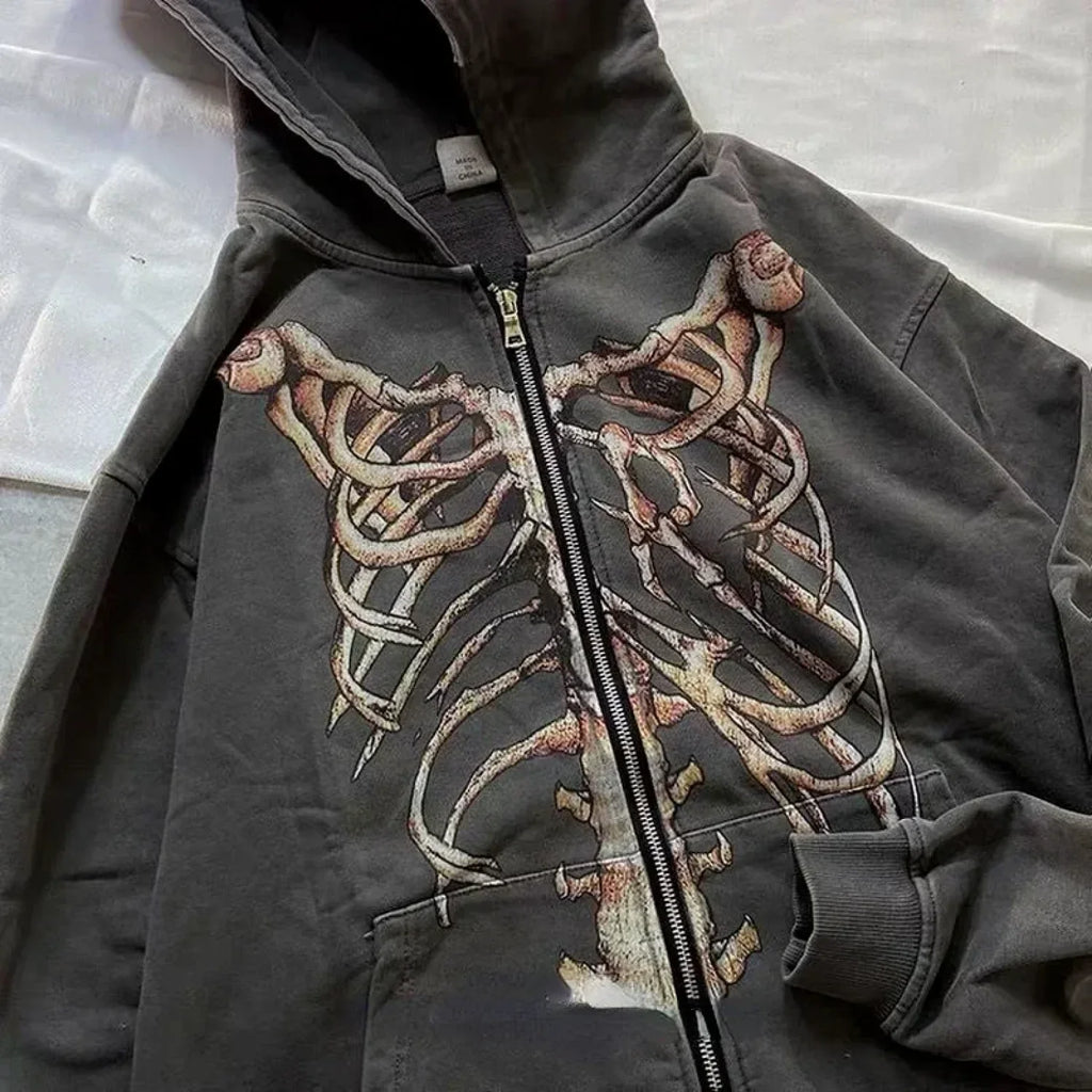 Gothic Long Sleeve Zipper Hoodie image 4