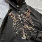 Gothic Long Sleeve Zipper Hoodie image 4